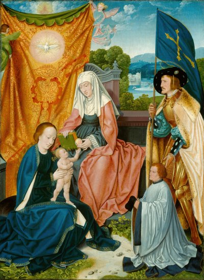 Jungfrau und Kind mit der heiligen Anna, dem heiligen Gereon und einem Stifter, ca. 1520 von Bartholomaeus Bruyn the Elder