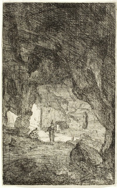 Grotte und Mönche, aus Die Ruinen von Rom von Bartholomeus Breenbergh