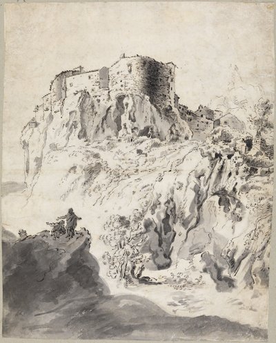 Italienische Landschaft mit Kastell von Bartholomeus Breenbergh