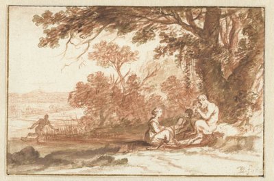 Landschaft mit der Nymphe Corsica und dem Satyr von Bartholomeus Breenbergh