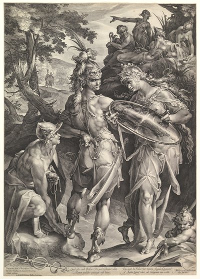Minerva und Merkur bewaffnen Perseus, 1604 von Bartholomeus Spranger