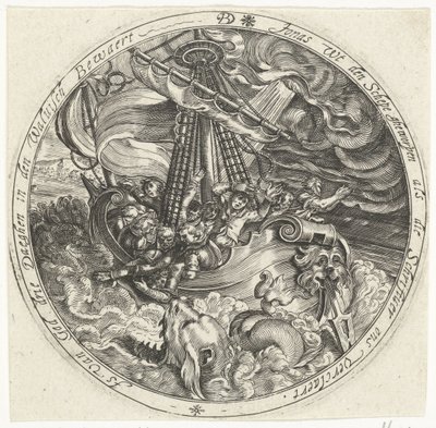 Jona wird von den Seeleuten über Bord geworfen von Bartholomeus Willemsz. Dolendo