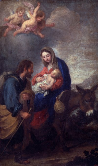 Ruhe auf der Flucht nach Ägypten von Bartolomé Esteban Murillo