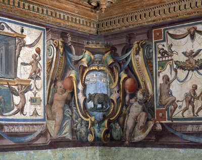 Die Sala del Granduca di Toscana (Detail des Frieses mit den Tierkreiszeichen, das Nashorn) von Bartolomeo Ammannati