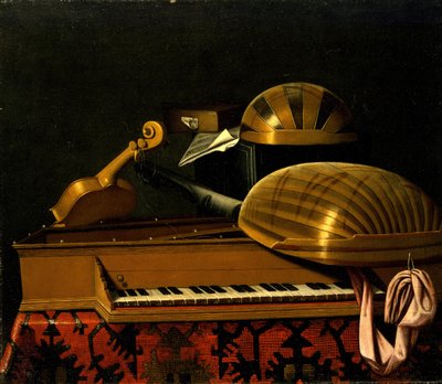 Stillleben mit Musikinstrumenten und Büchern, Mitte des 17. Jahrhunderts von Bartolomeo Bettera