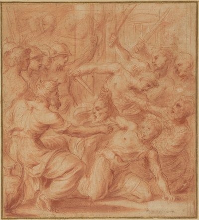 David bietet König Saul den Kopf Goliaths an von Bartolomeo Biscaino