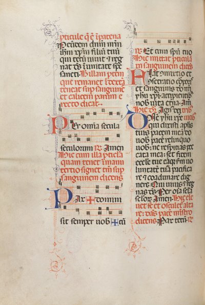Missale: Fol. 190v: Musik für verschiedene Gebete von Bartolomeo Caporali