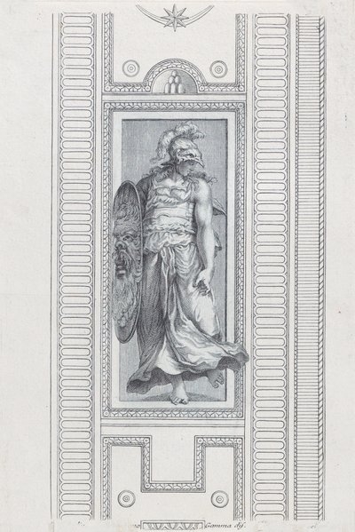 Tafel 15: mythologische Figur mit Helm und Schild, 1756 von Bartolomeo Crivellari