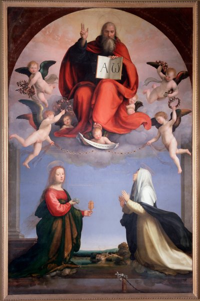 Gott hält ein Buch mit den griechischen Buchstaben Alpha und Omega darauf von Bartolomeo Fra