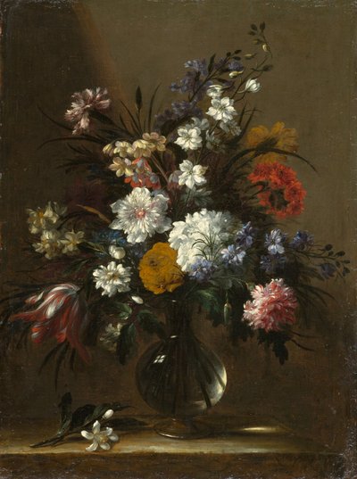 Eine Vase mit Blumen auf einem Tisch von Bartolomeo Perez