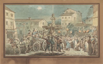 Berninis Triton-Brunnen, Illustration für Römische Kostüme und Bräuche von Bartolomeo Pinelli