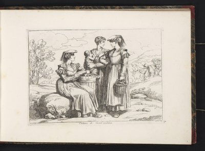 Drei Frauen und ein Kind aus Castel Madama von Bartolomeo Pinelli