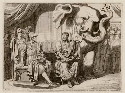 Pyrrhus von Epirus und sein Elefant (Radierung) von Bartolomeo Pinelli
