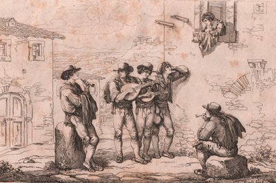 Serenade in Rom, Radierung von Bartolomeo Pinelli von Bartolomeo Pinelli