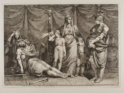 Tanaquilla zeigt den toten Körper von Tarquinio für Servius Tullius von Bartolomeo Pinelli