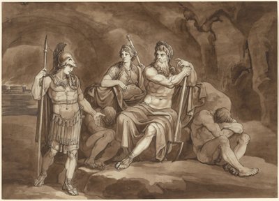 Telemachus bittet Pluto um Erlaubnis, seinen Vater in der Unterwelt zu suchen von Bartolomeo Pinelli