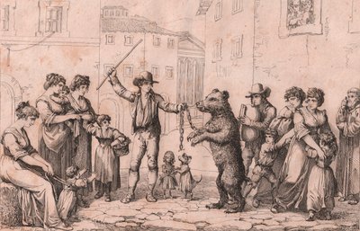 Der Bärentanz in Rom, Radierung von Bartolomeo Pinelli von Bartolomeo Pinelli