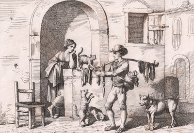 Der Carnacciaro, Straßenverkäufer von Katzenfleisch, Radierung von Bartolomeo Pinelli (Rom) von Bartolomeo Pinelli