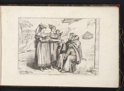 Zwei Frauen aus Frascati und ein Eremit von Bartolomeo Pinelli
