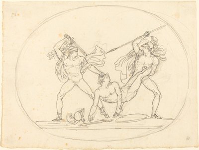Zwei antike Krieger kämpfen um einen toten Kameraden von Bartolomeo Pinelli