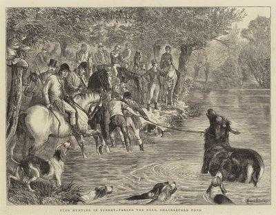 Hirschjagd in Surrey, das Einfangen des Hirsches, Shackleford Pond von Basil Bradley