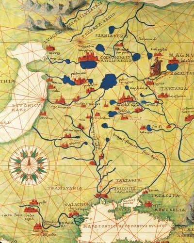 Osteuropa und Zentralasien: Transsilvanien und Russland, aus dem Atlas der Welt in dreiunddreißig Karten von Battista Agnese von Battista Agnese