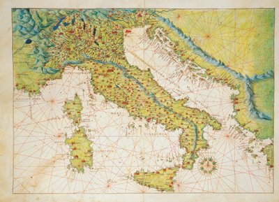 Italien, aus Atlas der Welt in dreiunddreißig Karten, von Battista Agnese von Battista Agnese