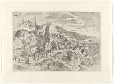 Landschaft mit Frauen auf der Jagd von Battista Angolo del Moro (attributed to)