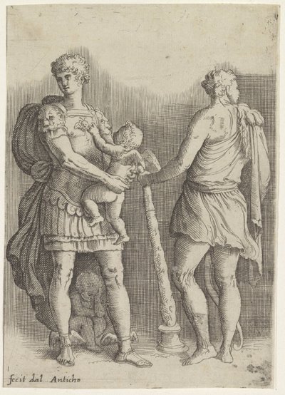 Perseus mit zwei Putti und Herkules, von hinten gesehen von Battista Franco