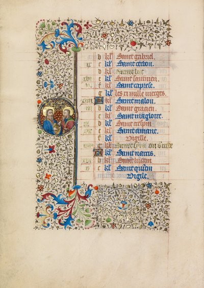 Oktober Kalenderseite; Heilige Simon und Judas von Bedford Master