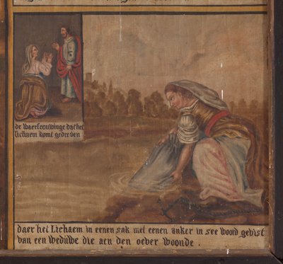 Maarke. Kapelle (Sint-Vincentiuskapel). Innenraum. Gemälde. Das Martyrium des Heiligen Vincentius. 19. Jahrhundert. Detail von Belgian School