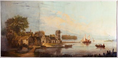 Zweiter Hinterraum, Besprechungsraum, Wandmalereien mit ländlichen Szenen im klassischen Stil, wahrscheinlich um 1810, Szene 3 von Belgian School