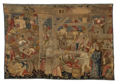 Wandteppich, der die Weinpresser darstellt, aus Tournai, um 1460-70 (Wolle) von Belgian School