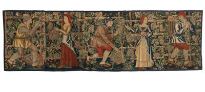 Wandteppichfragment, Darstellung von Weinlesern, möglicherweise aus Tournai, um 1460-70 von Belgian School