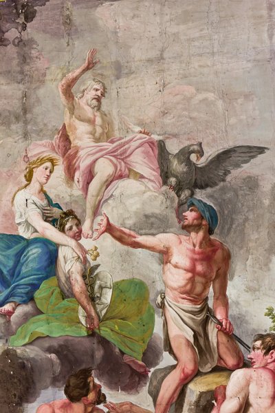 Allegorische Darstellung des Olymps mit Jupiter, Ceres und Vulkan (Detail) von Benedetto Cotarti