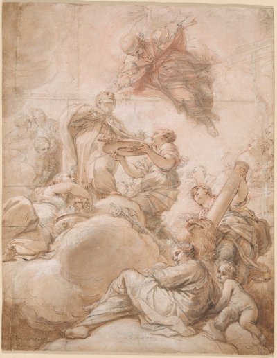 Allegorie der Erhebung des Kardinaldiakons Oddone Colonna zum Papststuhl als Papst Martin V von Benedetto Luti