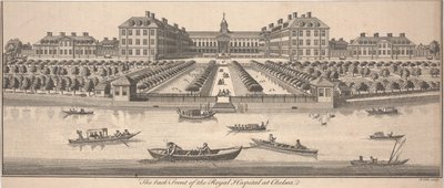 Die Rückseite des Royal Hospital in Chelsea, veröffentlicht 1756 von Benjamin Cole