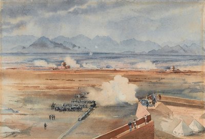 Ausfall sudanesischer Truppen der anglo-ägyptischen Garnison vor dem erfolgreichen Angriff auf die Derwische bei Gemazih, Suakin, 20. Dez 1888 von Benjamin Donisthorpe Alsop Donne