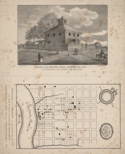 Friends Old Meeting House, Wilmington, Delaware, Lithographie von P.S. Duval, 1845 von Benjamin Ferris