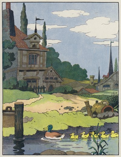 Stockente und ihre Küken von Benjamin Rabier