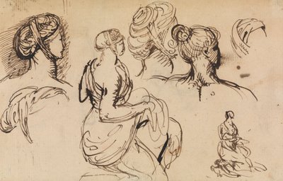 Figurenstudie von Frauen und ihren Frisuren von Benjamin Robert Haydon