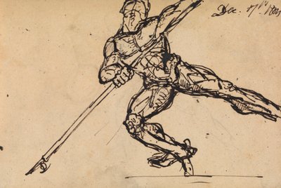 Figurenstudie eines nackten Mannes mit Speer von Benjamin Robert Haydon
