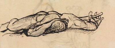 Studie eines männlichen Aktes, in ausgestreckter Position auf dem Boden von Benjamin Robert Haydon