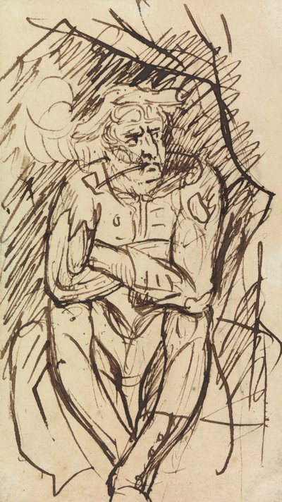 Studie eines sitzenden Mannes, der eine Pfeife raucht von Benjamin Robert Haydon