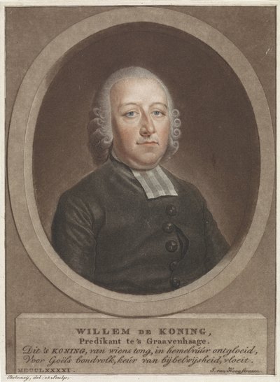 Porträt von Pfarrer Willem de Koning von Benjamin Samuel Bolomey