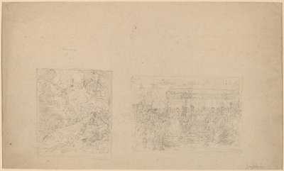 Studie von Moses, der den Felsen schlägt, und einer Prozession (verso) von Benjamin West