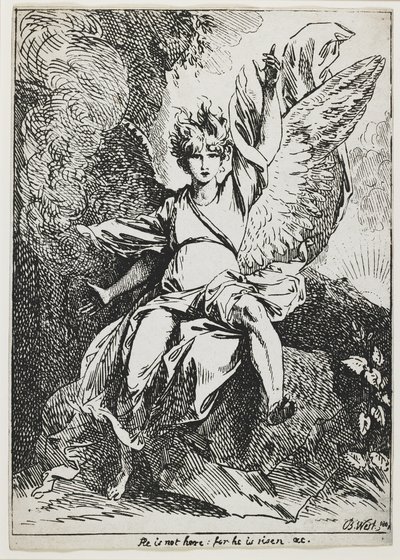 Der Engel der Auferstehung, aus "Specimens of Polyautography" von Benjamin West
