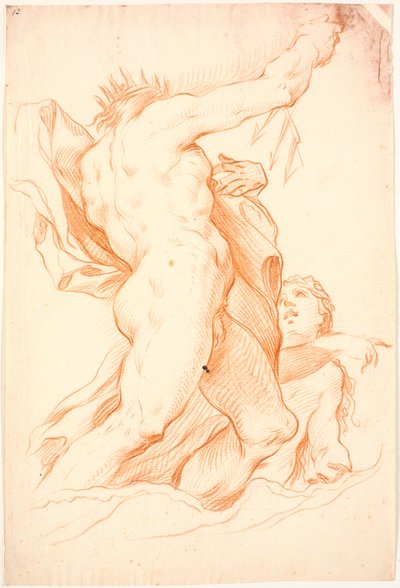 Poseidon stehend mit erhobenem Dreizack und eine Nereide von Benoît Le Coffre