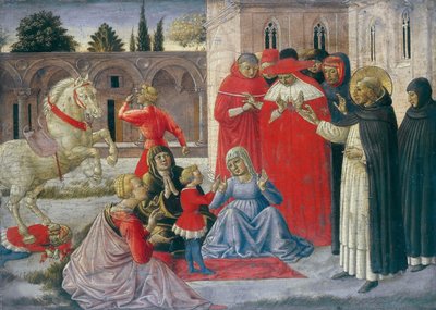 Wunder des Heiligen Dominikus, Heilige Dominikus erweckt Napoleone Orsini zum Leben von Benozzo Gozzoli