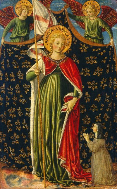Heilige Ursula mit zwei Engeln und Stifter von Benozzo Gozzoli